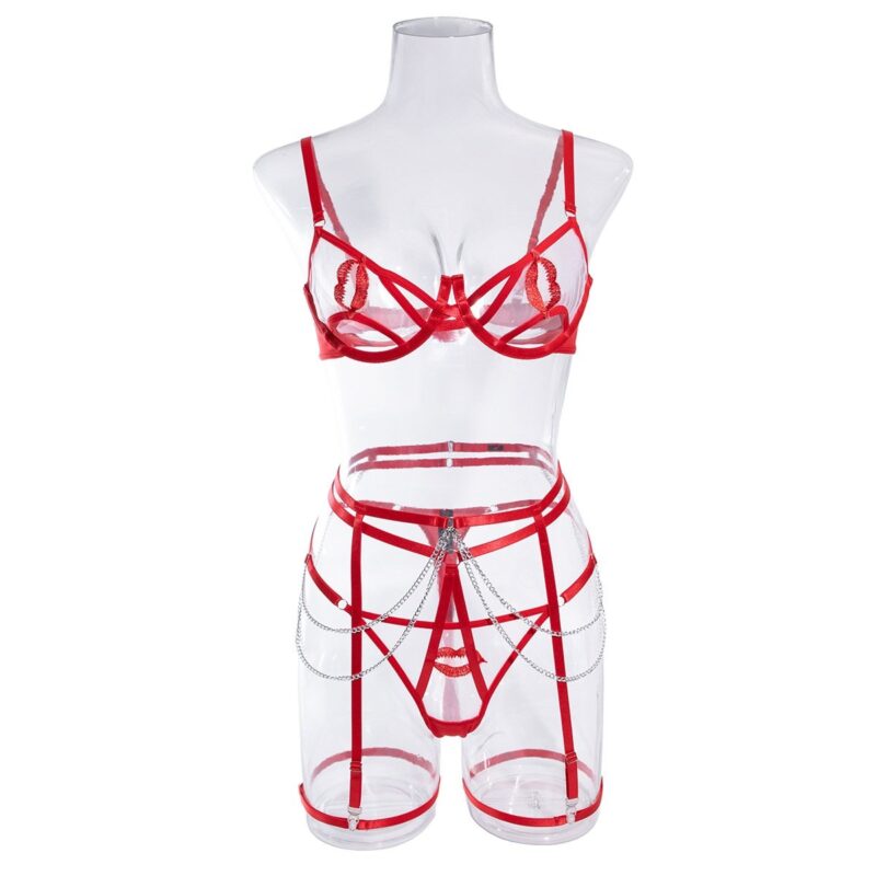 Four-Piece Sheer Lingerie Set With Chain Detail product detail