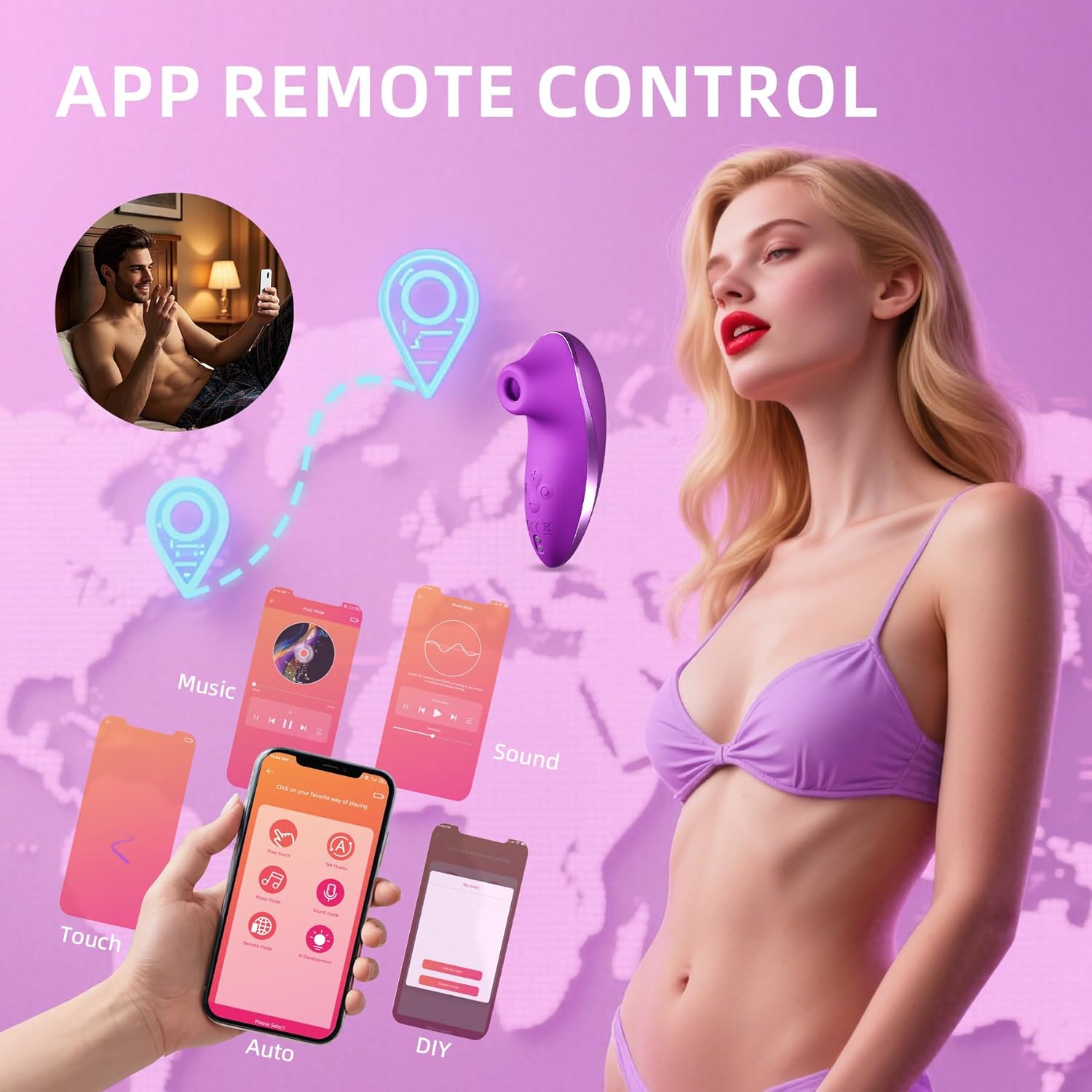 Heated Rose Suction Cup App Remote Control Clitoral Stimulator - Image 3