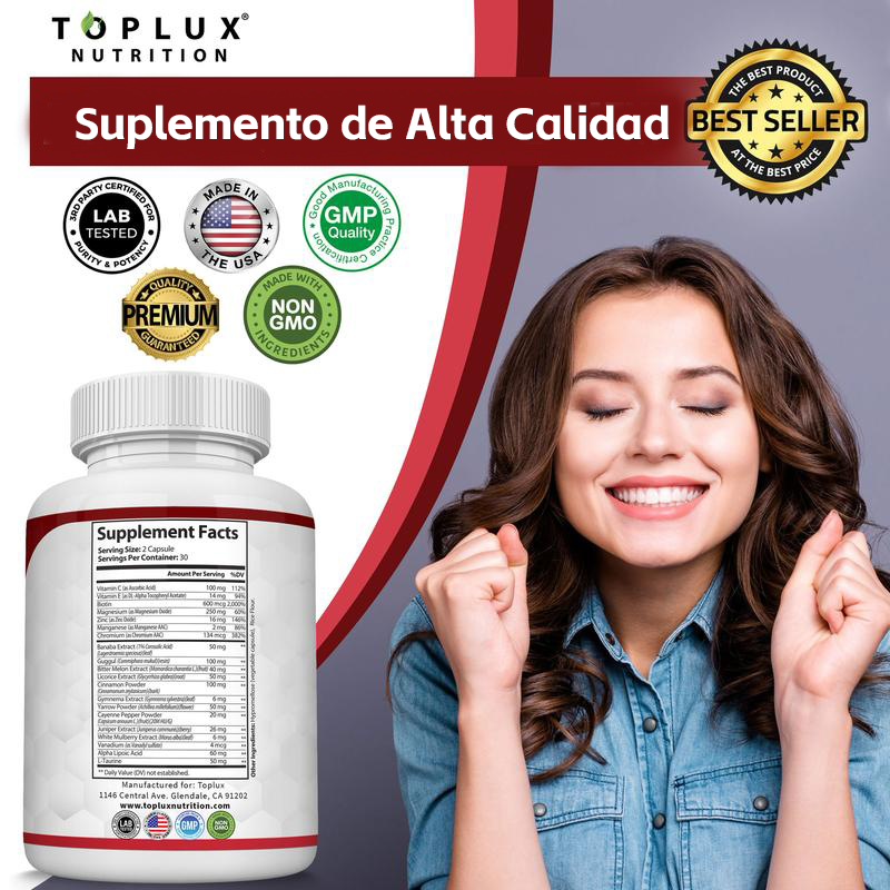 Blood Sugar Complex Supplement - Supports Healthy Blood Sugar Levels Already Within Normal Range All Natural with Cinnamon, Bitter Melon, Chromium, Mulberry, Alpha Lipoic Acid, Non-GMO, 60 Capsules - Image 4