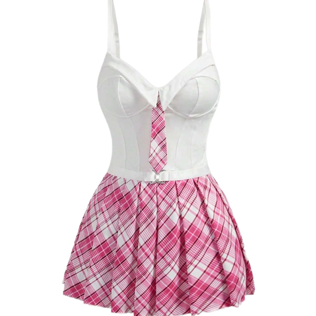 European and American style lingerie, plaid mini skirt, sexy student uniform, role-playing costume, seductive dress. - Image 2