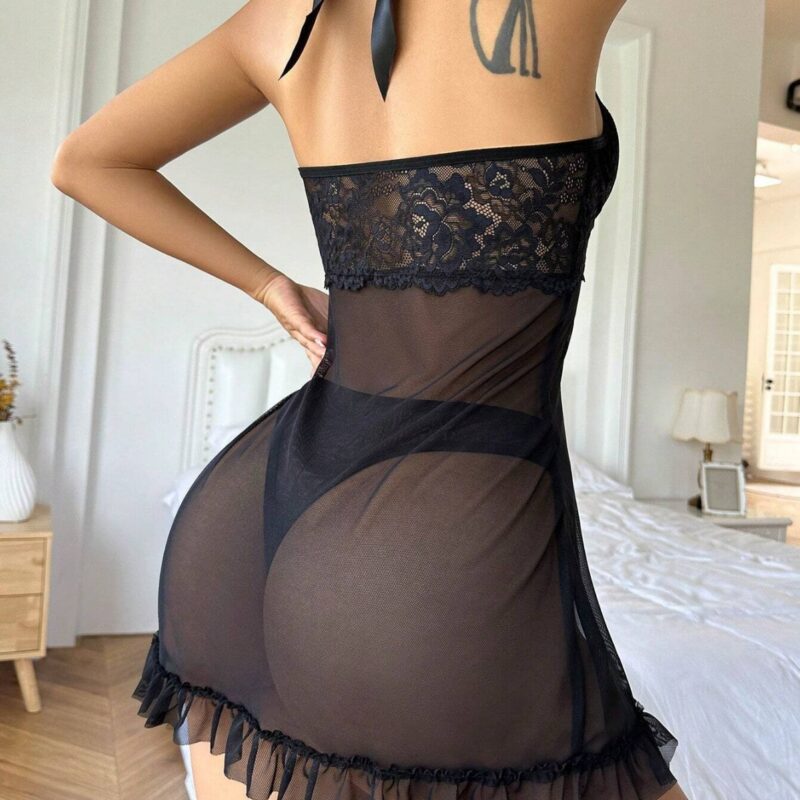 Sheer Lace Halter Chemise product detail
