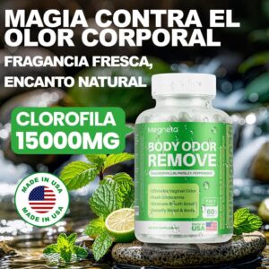 Body Deodorizing Supplement, Natural Internal Odor Control Pills for Men & Women, Chlorophyll Capsules for Skin, Breath, and Gut Health (60 Capsules)