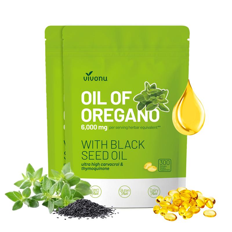 VivoNu Oil of Oregano Capsules | 6000mg Oil of Oregano with Black Seed Oil
