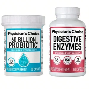 Physician's CHOICE - Optimal Gut Health Bundle: 60 Billion Probiotic 60ct + Digestive Enzyme 180ct for Digestive Comfort and Immune Support - Value Bundle