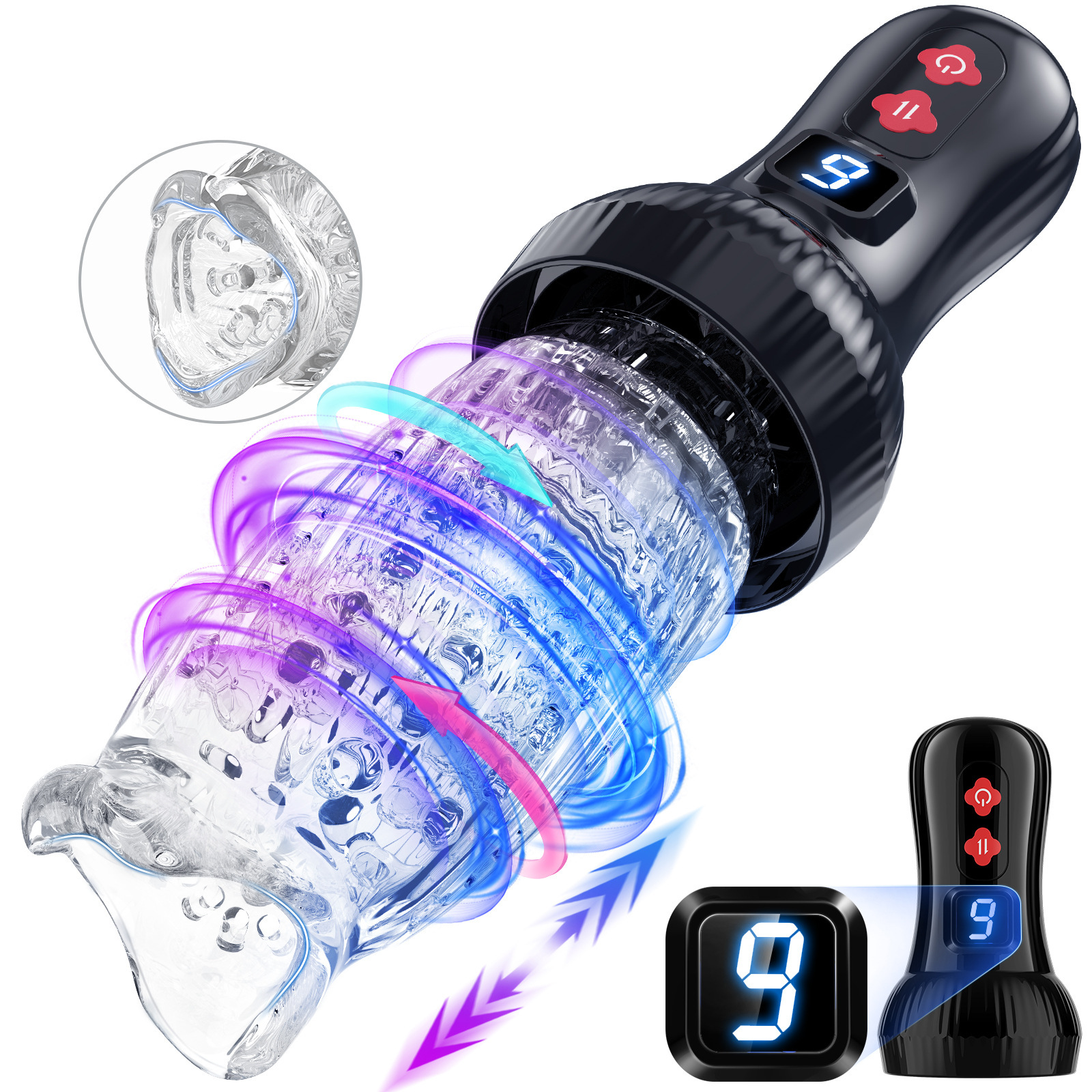 9-Mode Automatic Rotating & Thrusting Stroker with LCD Display