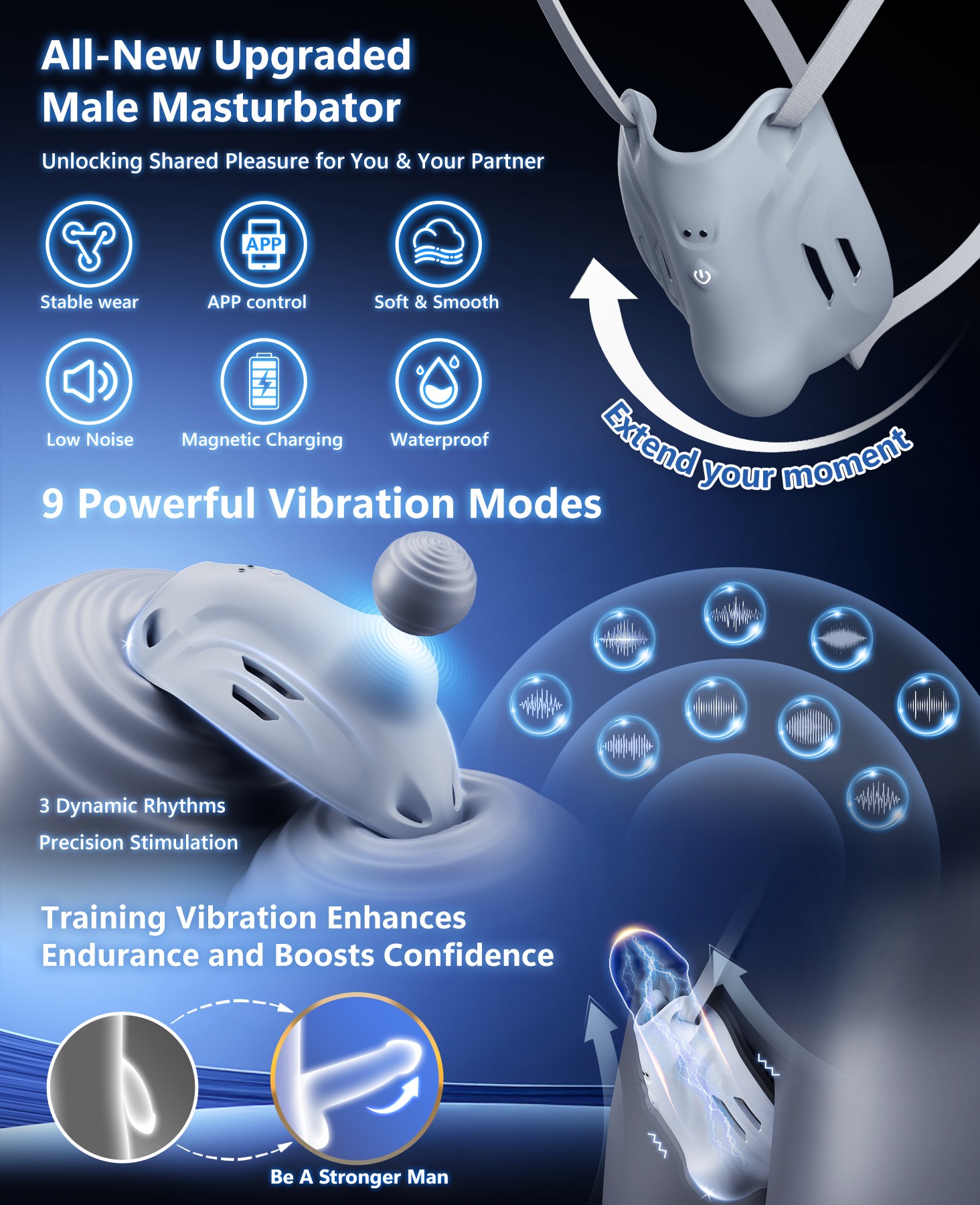 Wearable Vibrating Male Trainer - Remote Control Hands-Free Penis Vibrator - Image 2
