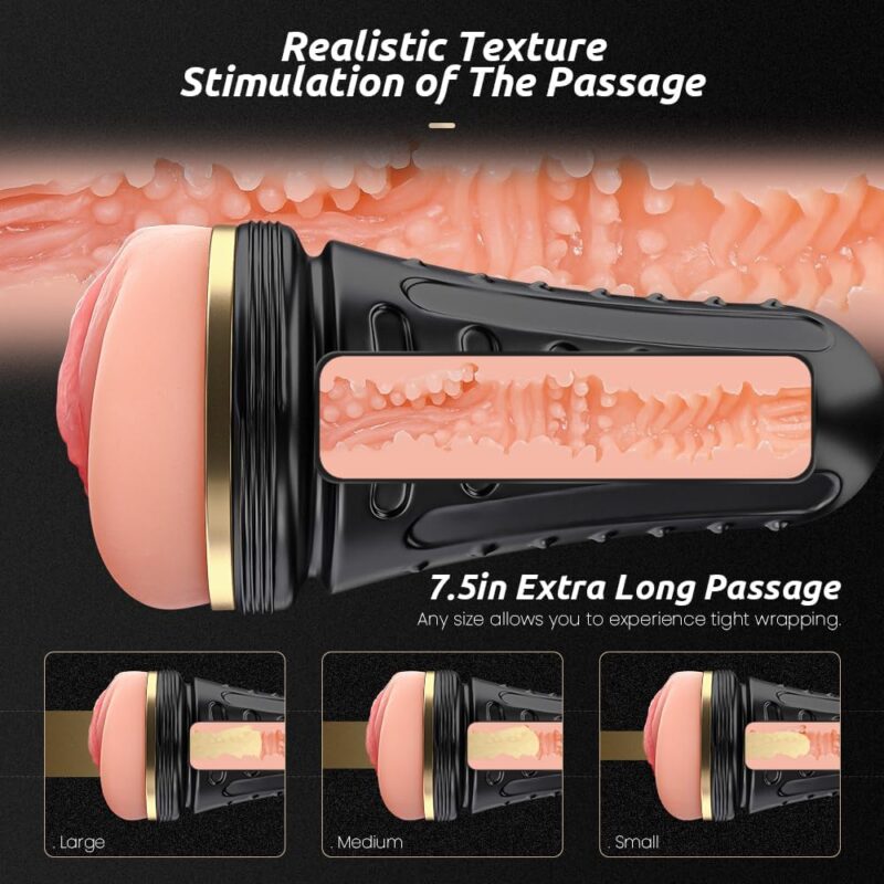 Discreet Black Pocket Stroker – Textured Sleeve & Adjustable Suction Scale And Function