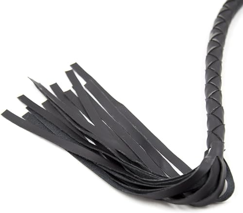 85cm Black PU Leather Flogger Whip – Braided Handle & Wrist Loop - Image 5