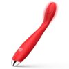 Curved red G-Spot vibrator with slim silicone shaft