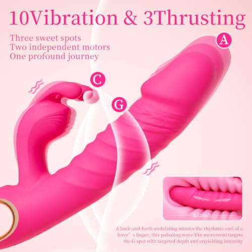 Thrusting Rabbit Vibrator – Dual Motor Silicone Toy with 10 Vibration Modes, 3 Thrusting Speeds & USB Rechargeable