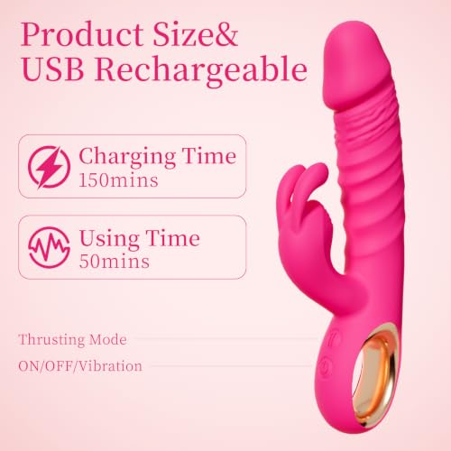 Thrusting Rabbit Vibrator – Dual Motor Silicone Toy with 10 Vibration Modes, 3 Thrusting Speeds & USB Rechargeable - Image 7