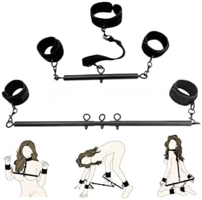 Alternative view of Metal Spreader Bar Restraint Set – Adjustable Wrist & Ankle Cuffs
