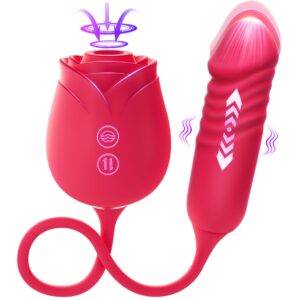 Rose Suction & Thrusting Vibrator – 2-in-1 Clitoral Sucker with 10 Suction & 10 Thrusting Modes