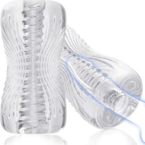 Alternative view of Clear TPE Spiral Masturbator Cup - Transparent Male Stroker with Realistic Texture