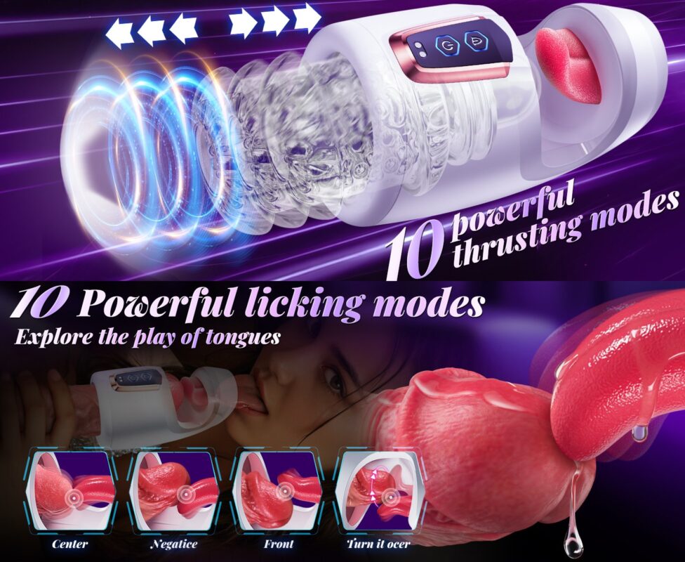 Tongue Male Toy - Realistic Licking Vibrator with Suction Scale And Function